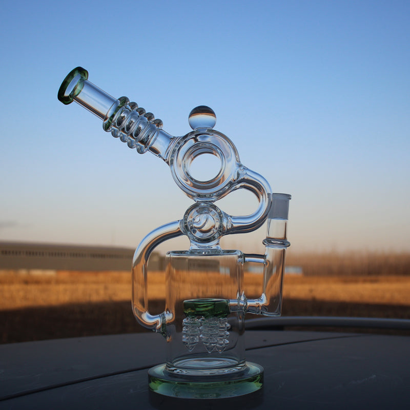 Recycler Style Water Pipe with Dual Percolator 11.5"