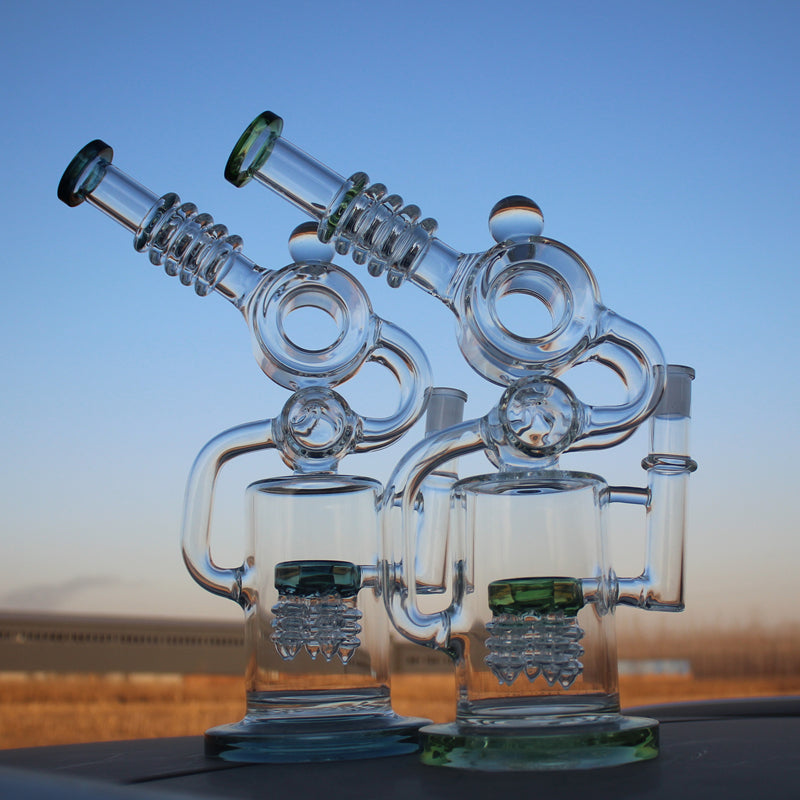 Recycler Style Water Pipe with Dual Percolator 11.5"