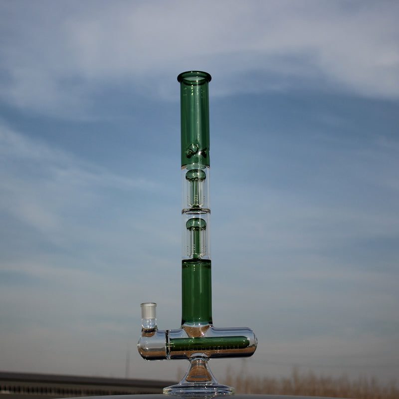 18” Glass Water Pipe with Inline & Dual Arm Percolation