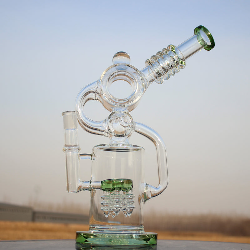 Recycler Style Water Pipe with Dual Percolator 11.5"