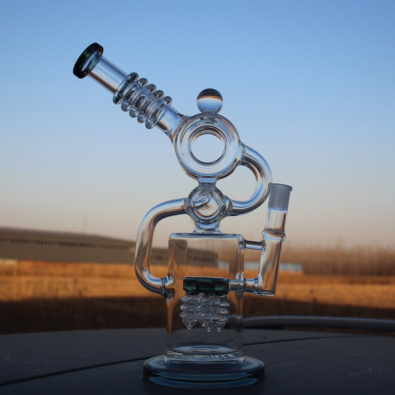 Recycler Style Water Pipe with Dual Percolator 11.5"